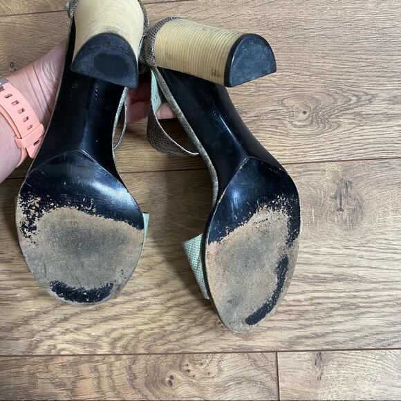 Vintage Gucci Snakeskin Open Toe Sandals Heels Ankle Gray 8B - Picture 8 of 9